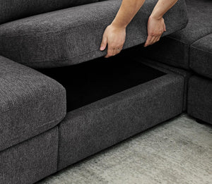 100" L-Shaped Chenille Sectional Sofa with Reversible Chaise