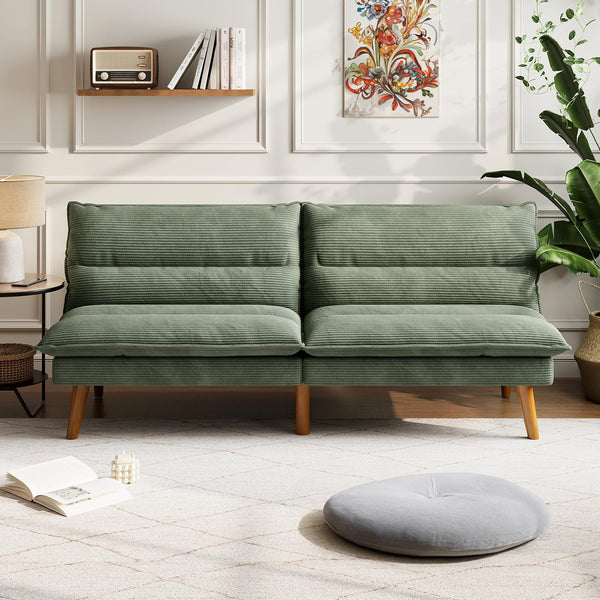 Corduroy Futon Sofa Bed with Adjustable Backrest