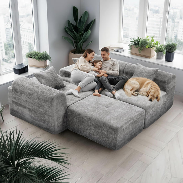 119" Modular Sectional Sofa with Deep Seat & Chaise