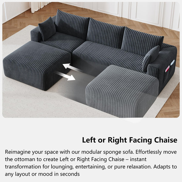 108" Modular L-Shaped Cloud Sectional Sofa