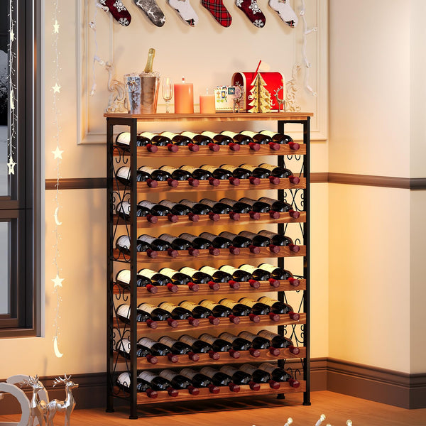 64-Bottle Freestanding Wine Rack with LED Lights