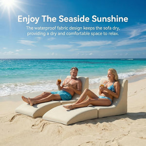 Foldable Outdoor Lounge Chair – Waterproof Bean Bag Chaise with Lumbar Support