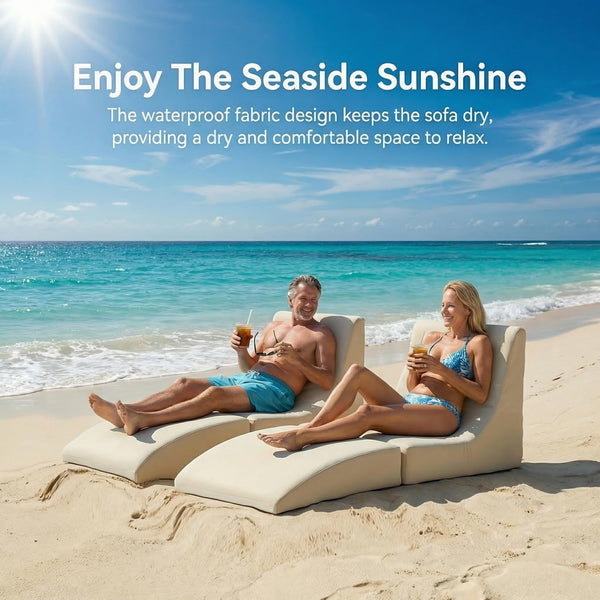 Foldable Outdoor Lounge Chair – Waterproof Bean Bag Chaise with Lumbar Support