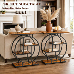 Narrow Console Table with Storage Shelves, 31.5"