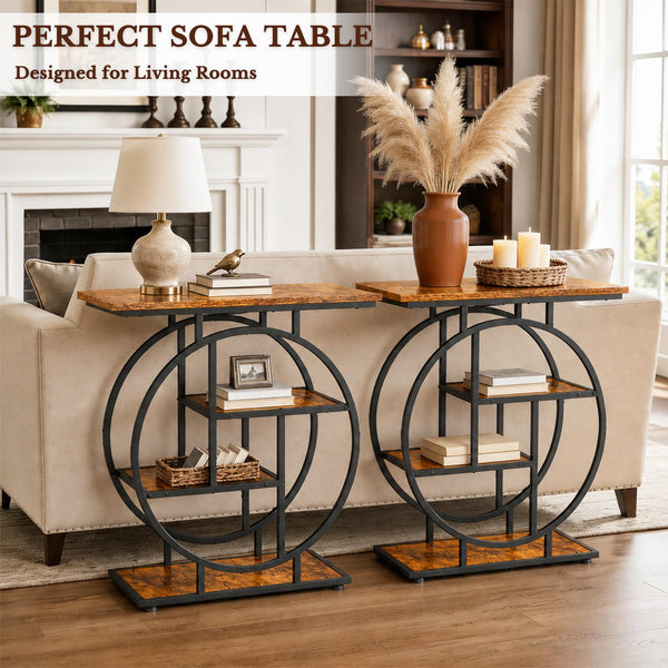 Narrow Console Table with Storage Shelves, 31.5"
