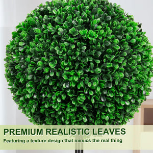 Artificial Triple Ball Boxwood Topiary Trees – Set of 2