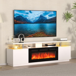 70" Fireplace TV Stand with Electric Heater & LED Colors