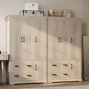 4-Door Wardrobe Closet with Drawers, Shelves & Hanging Rod – 70" Tall