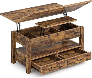 Lift Top Coffee Table with Drawers & Hidden Storage