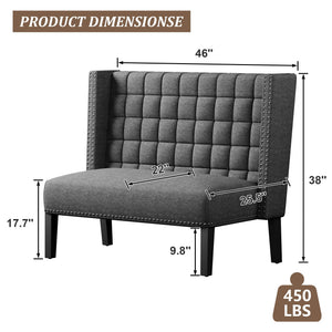Modern Loveseat Settee Bench with Back
