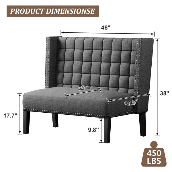 Modern Loveseat Settee Bench with Back