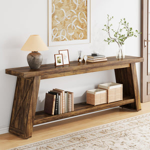 70.9" Farmhouse Console Table with 2-Tier Storage