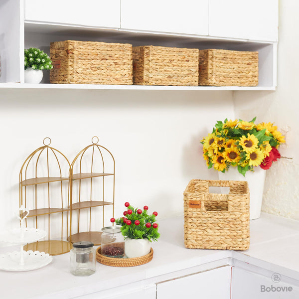 Water Hyacinth Storage Baskets, Set of 3