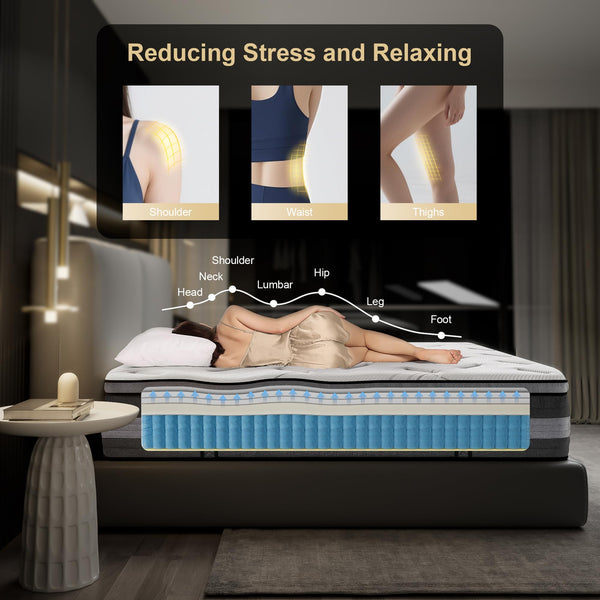 14 Inch Hybrid Mattress – Euro Top, Memory Foam & Pocketed Springs