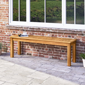 Acacia Wood Outdoor Bench Set of 2 – Slatted Seat, 794 LB Capacity