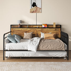 Twin Daybed with Trundle & Charging Station