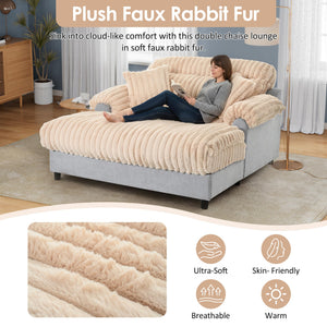 Oversized Chaise Lounge Sofa with Throw Pillows
