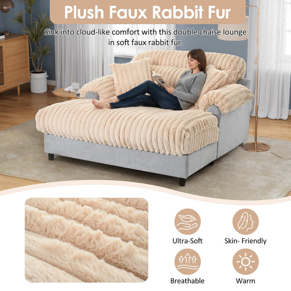 Oversized Chaise Lounge Sofa with Throw Pillows