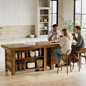 55-Inch Farmhouse Kitchen Island with Storage Shelf