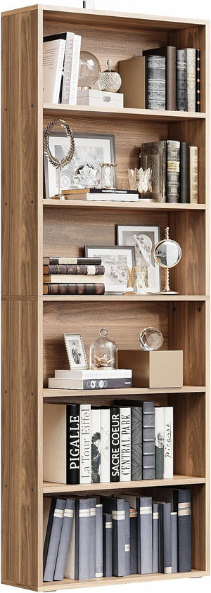 6-Tier Floor Bookcase with Storage Shelves
