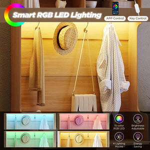 Hall Tree with Bench, Shoe Storage & LED Light