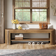 63" Entryway Shoe Bench with Open Storage Shelf