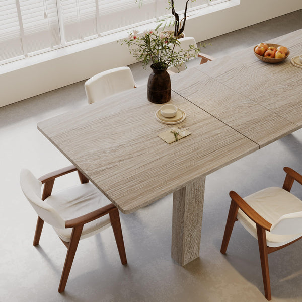Extendable Dining Table for 6–10 People, 55" to 86", Rectangular Kitchen Table