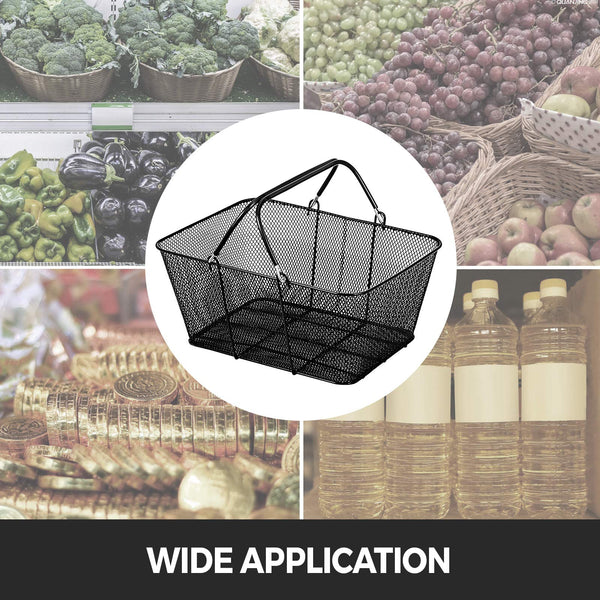 Metal Shopping Baskets with Handles – Set of 12