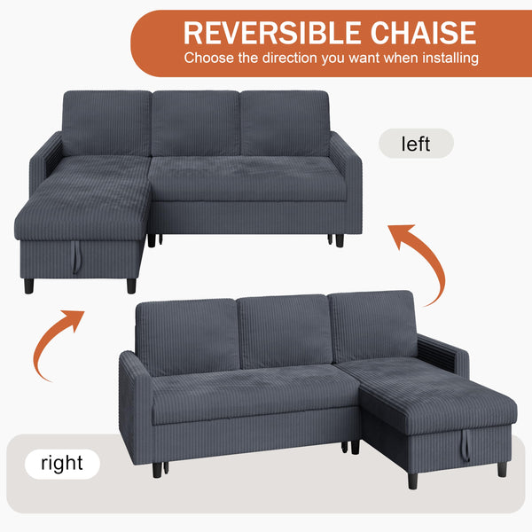 L-Shaped Convertible Sleeper Sofa with Storage