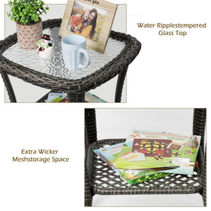 Outdoor Wicker Coffee Table Set of 2