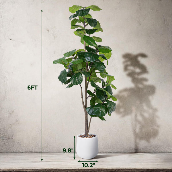Artificial Fiddle Leaf Fig Tree with White Planter