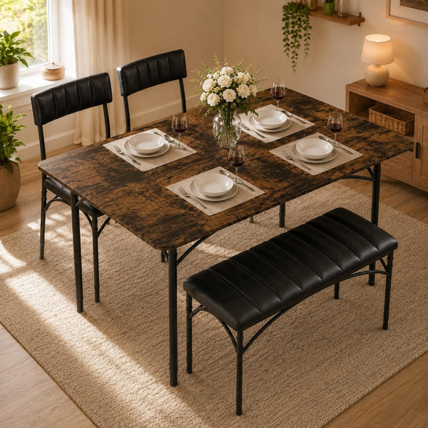 Dining Table Set for 4 with Chairs and Bench