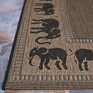 Indoor Outdoor Flatwoven Area Rug 7'6" x 10'9" Cocoa Black