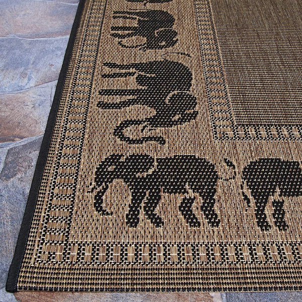Indoor Outdoor Flatwoven Area Rug 7'6" x 10'9" Cocoa Black