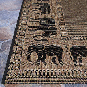 Indoor Outdoor Flatwoven Area Rug 7'6" x 10'9" Cocoa Black