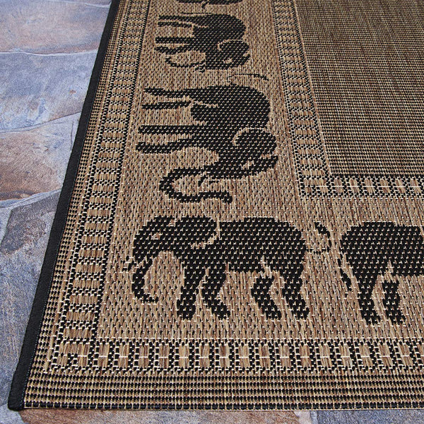 Indoor Outdoor Flatwoven Area Rug 7'6" x 10'9" Cocoa Black