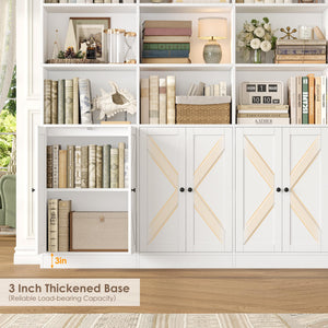 6-Tier Farmhouse Bookcase with 8 Doors