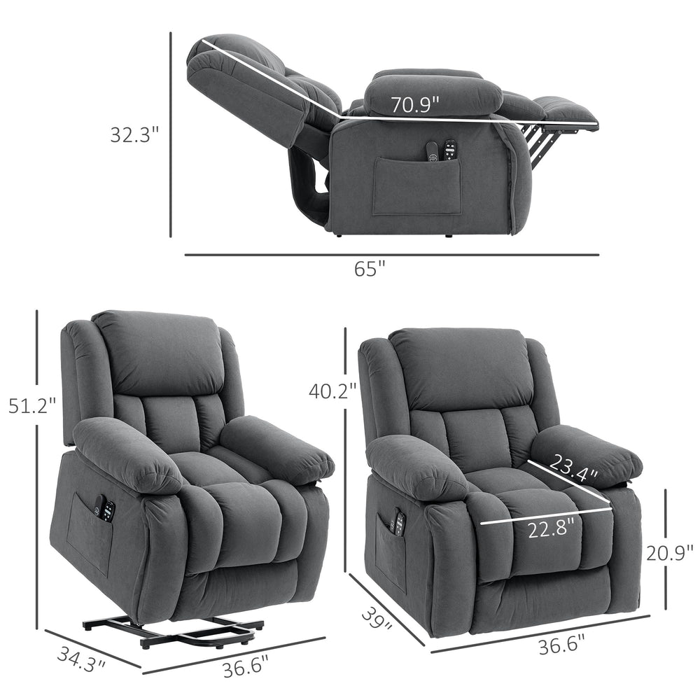Power Lift Recliner Chair with Massage, Heat & USB Port – Gray