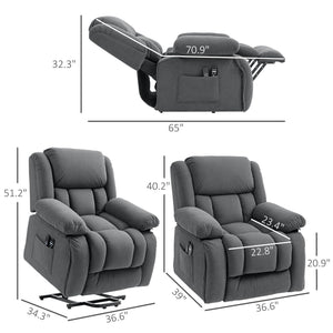 Power Lift Recliner Chair with Massage, Heat & USB Port – Gray
