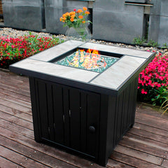 Rectangular Propane Fire Pit Table with Ceramic Tabletop