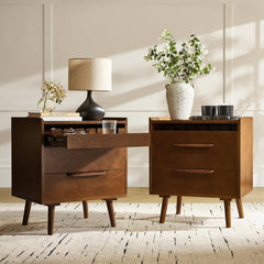 Mid-Century End Table with Charging Station