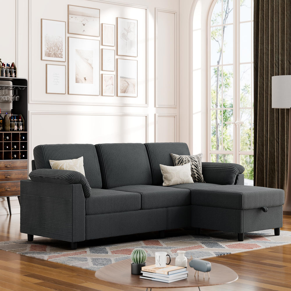 Convertible Sectional Sofa with Ottoman & Removable Pillows