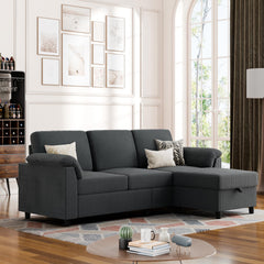 Convertible Sectional Sofa with Ottoman & Removable Pillows
