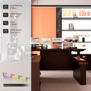 L-Shaped Height Adjustable Executive Standing Desk with Lockable Cabinets