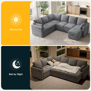 Modular Sectional Sleeper Sofa with Pull-Out Bed