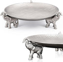 Round Decorative Tray with Elephant Base