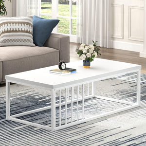 Modern Industrial Coffee Table with Metal Frame