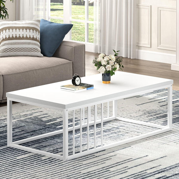 Modern Industrial Coffee Table with Metal Frame