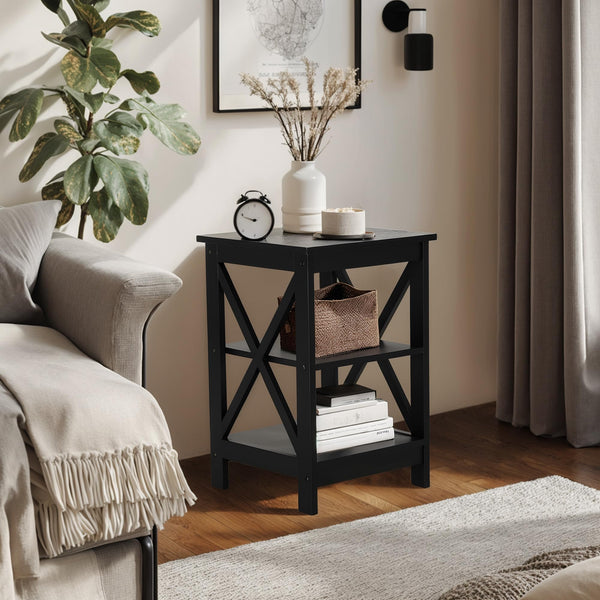 3-Tier End Table Set of 2 with Storage Shelves