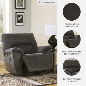 Faux Leather Manual Rocker Recliner – Gray